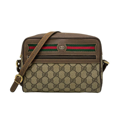 Gucci Shoulder Bag GG Plus Supreme Sherry Interlocking Dark Brown Beige Multi
