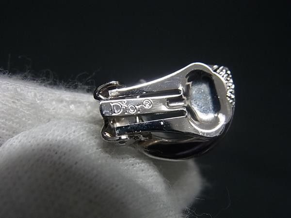 Dior Earrings Silver Metal Rhinestone Clip on — view 3