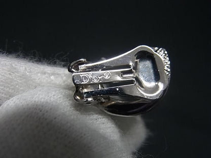 Dior Earrings Silver Metal Rhinestone Clip on — view 3
