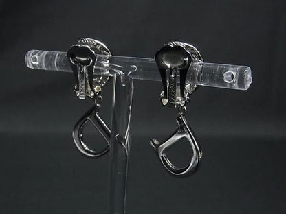 Dior Earrings Silver Metal Rhinestone Clip on — view 2