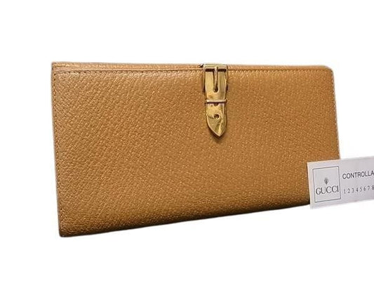 Gucci Wallet 035.0 Brown Gold Leather Bifold