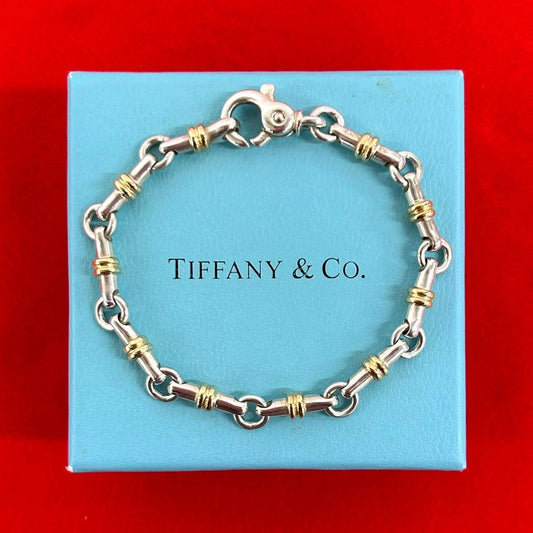 Tiffany & Co Bridle Link Bracelet 925 Chain Bangle Silver Gold