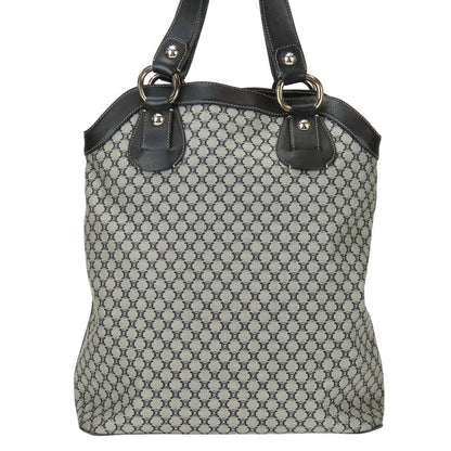 Celine Tote Macadam Canvas Leather Gray Black Vertical