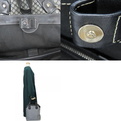 Celine Tote Macadam Canvas Leather Gray Black Vertical — view 9