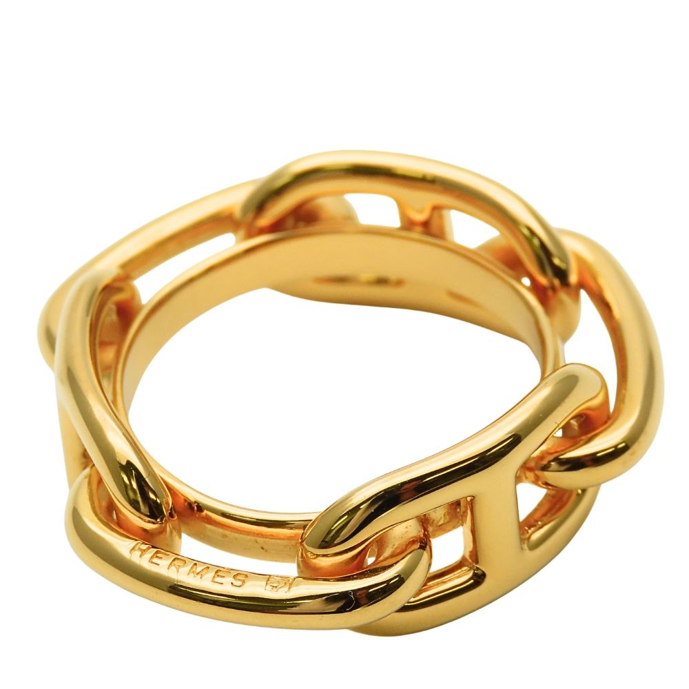 Hermes Scarf Ring Chaine Dangle Metal Gold Plated