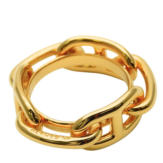 Hermes Scarf Ring Chaine Dangle Metal Gold Plated
