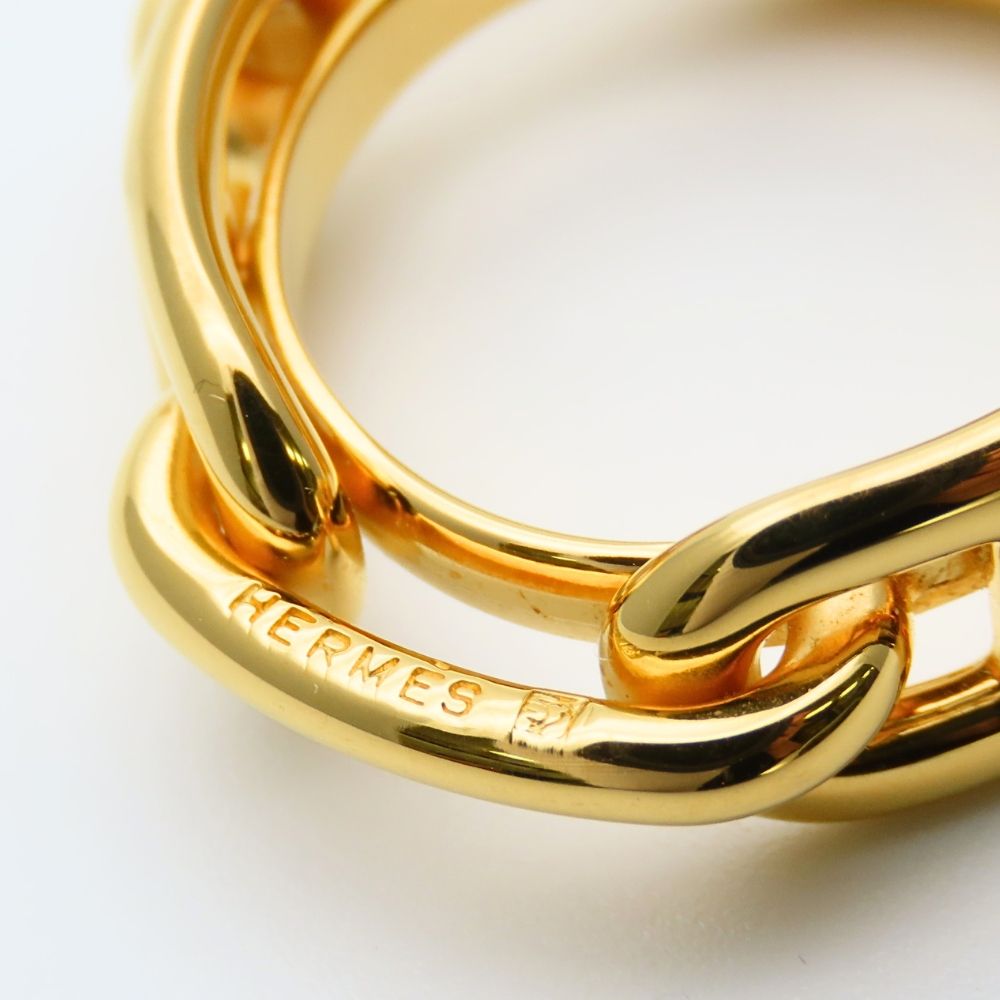 Hermes Scarf Ring Chaine Dangle Metal Gold Plated — view 5