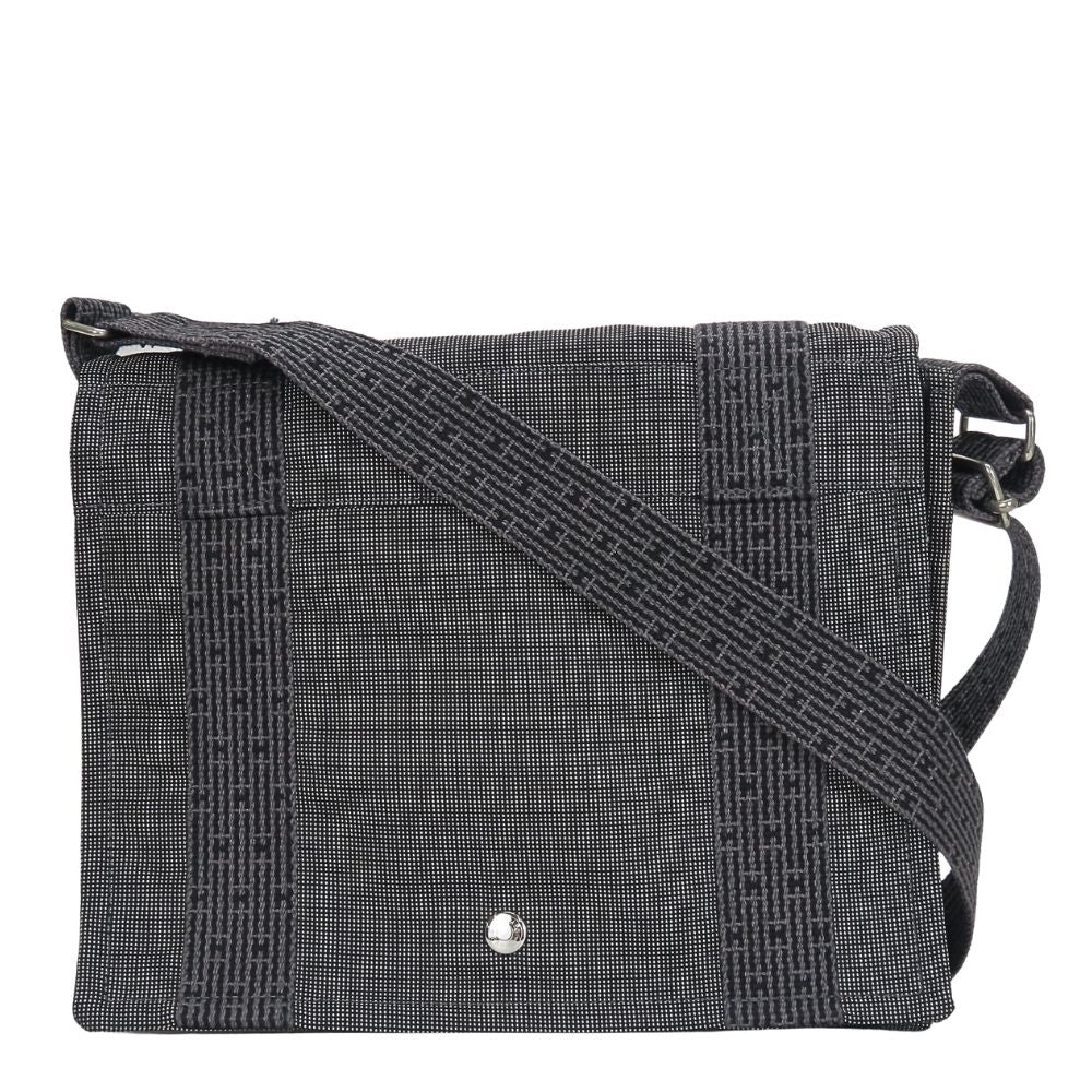 Hermes Shoulder Bag Bazas PM Her Line Cotton Canvas Gray Crossbody Daily