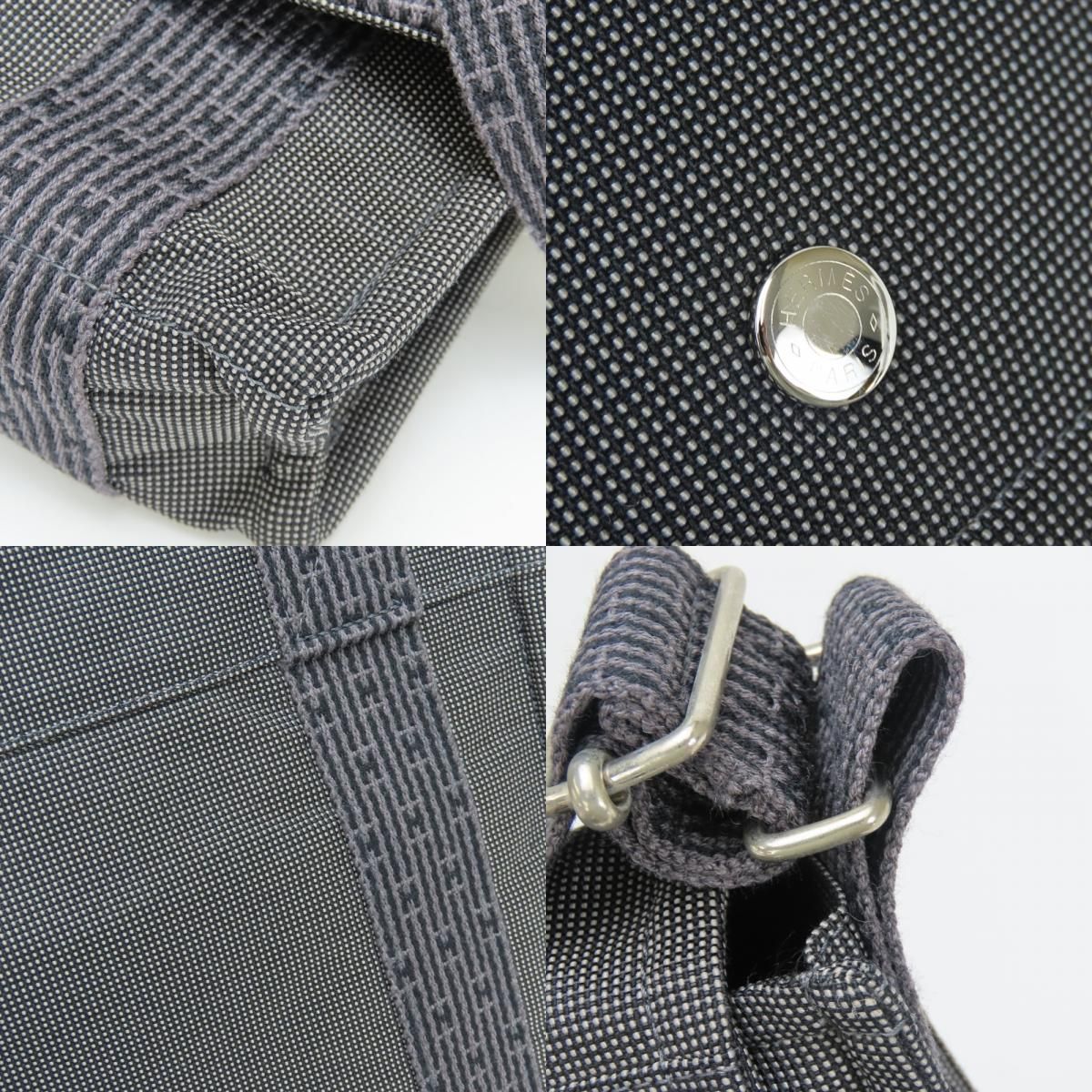 Hermes Shoulder Bag Bazas PM Her Line Cotton Canvas Gray Crossbody Daily — view 6