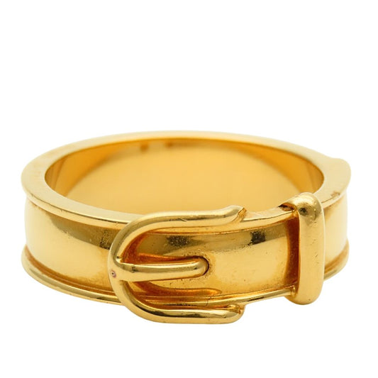 Hermes Scarf Ring Ceinture Belt Motif Metal Gold Plated