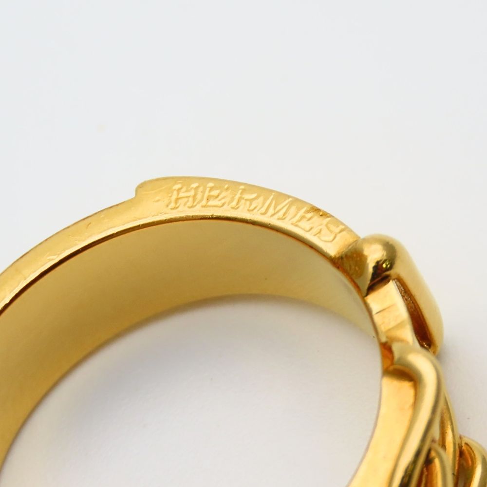 Hermes Scarf Ring Ceinture Belt Motif Metal Gold Plated — view 5