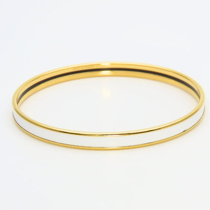 Hermes Bracelet Uni Enamel Metal White Gold Bangle Plated — view 3