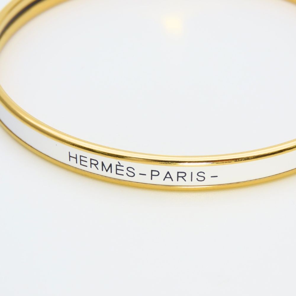 Hermes Bracelet Uni Enamel Metal White Gold Bangle Plated — view 4