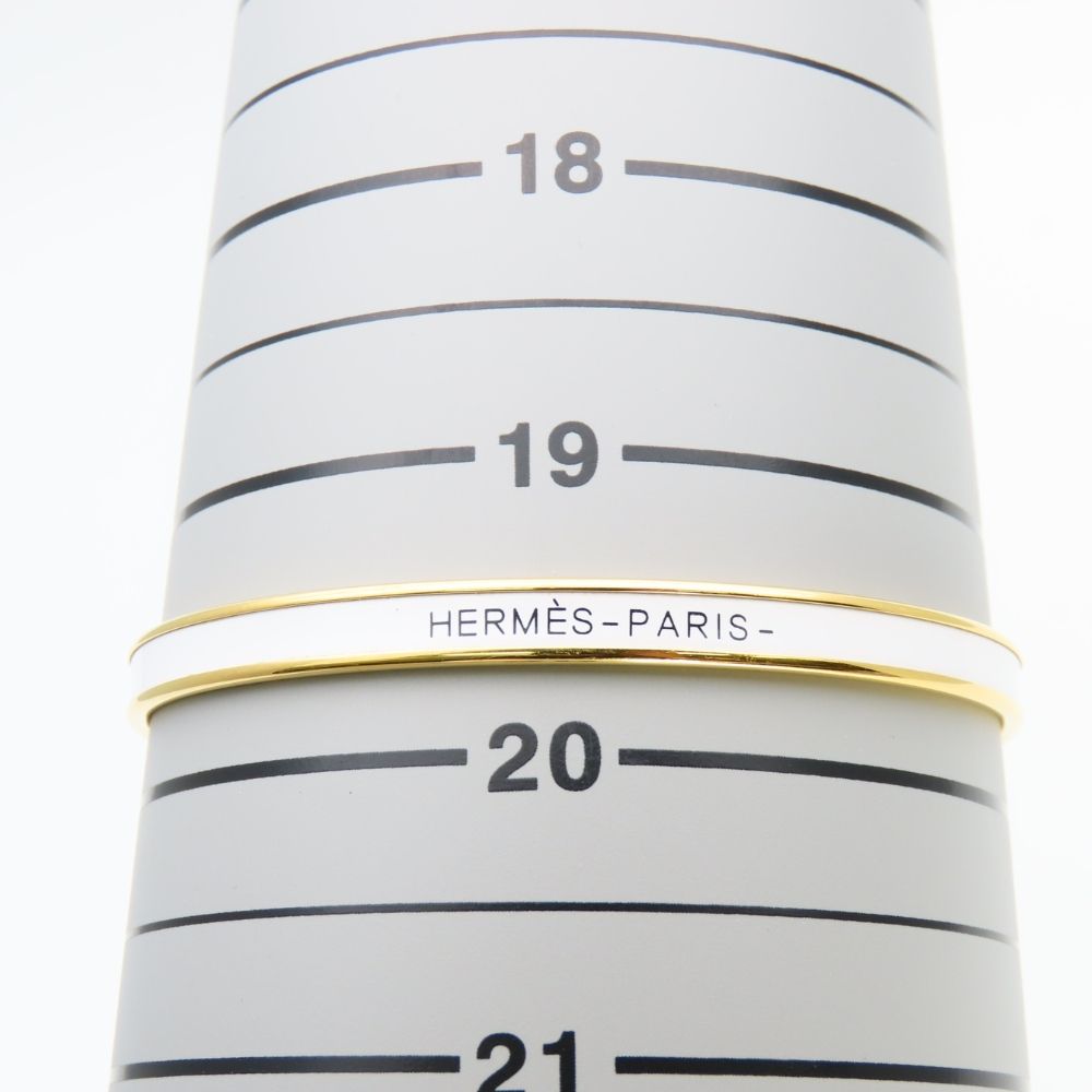 Hermes Bracelet Uni Enamel Metal White Gold Bangle Plated — view 8