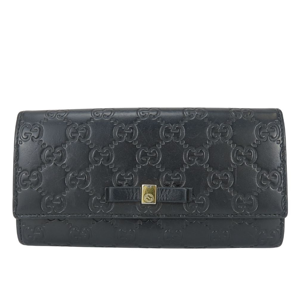 Gucci Wallet Ribbon Marais the Black Gold Guccissima Bifold