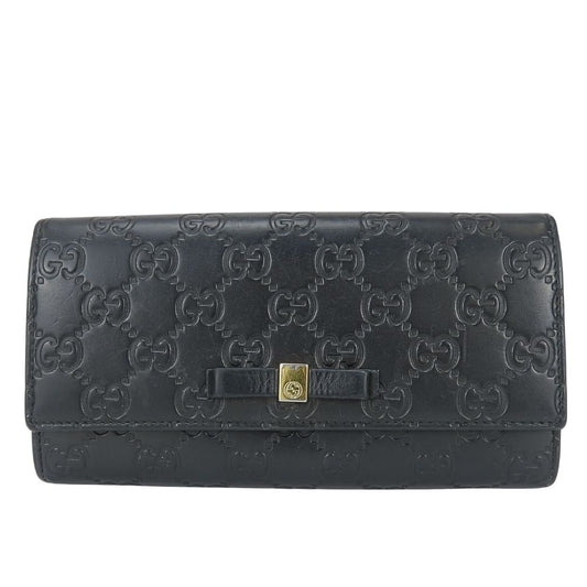 Gucci Wallet Ribbon Marais the Black Gold Guccissima Bifold