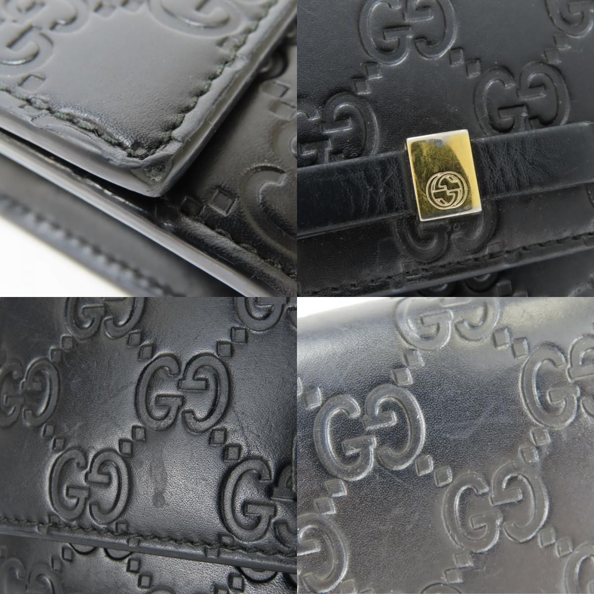 Gucci Wallet Ribbon Marais the Black Gold Guccissima Bifold — view 6