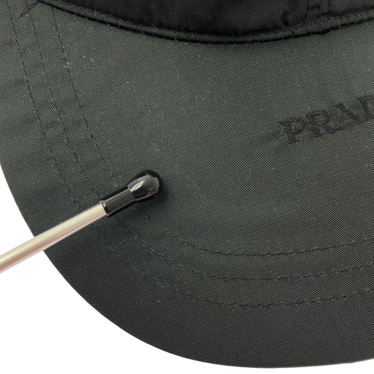 Prada Nylon Logo Embroidery Cap Black — view 8