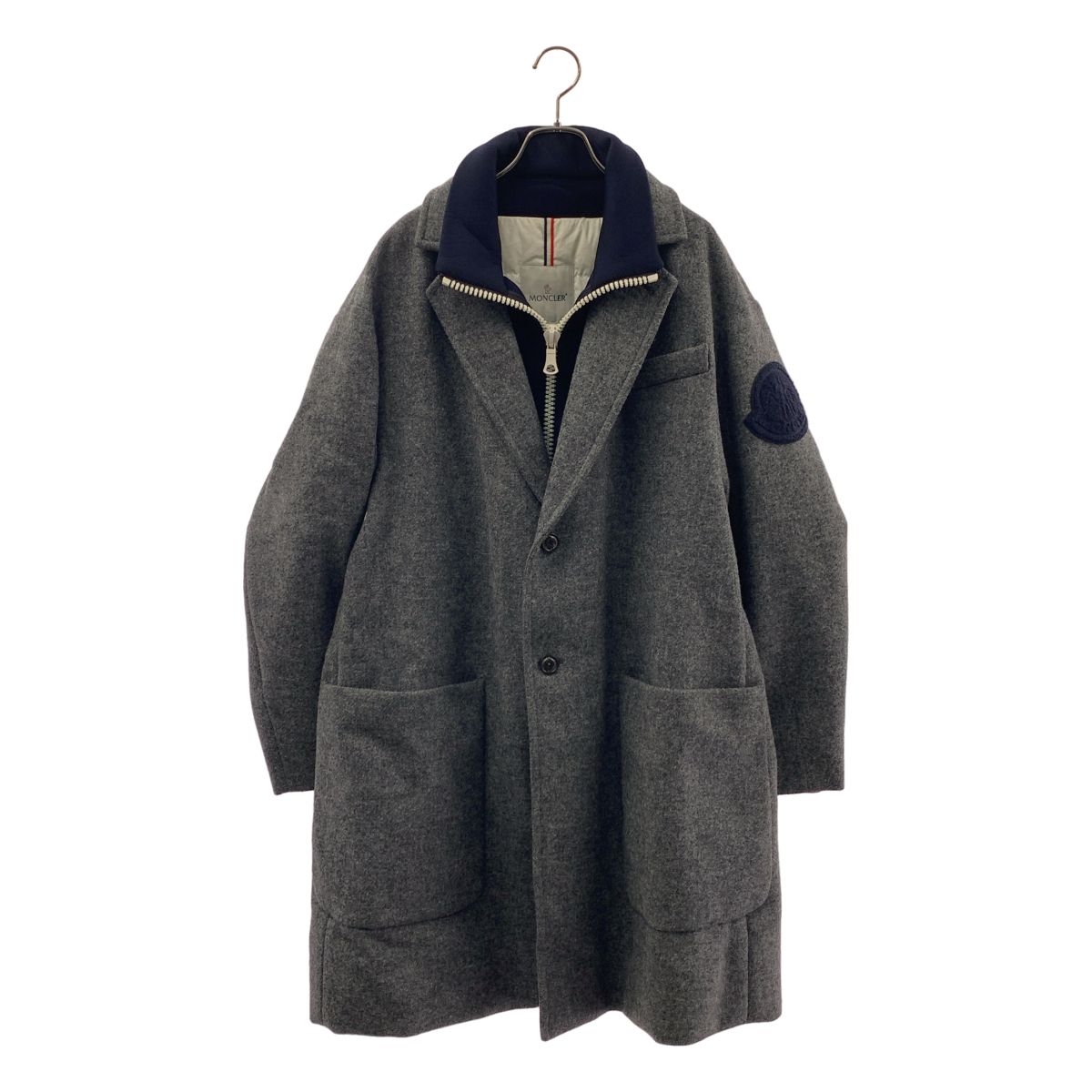 Moncler Max Giubbotto Stand Collar Docking Down Jacket Che Star Coat 2 Gray Navy