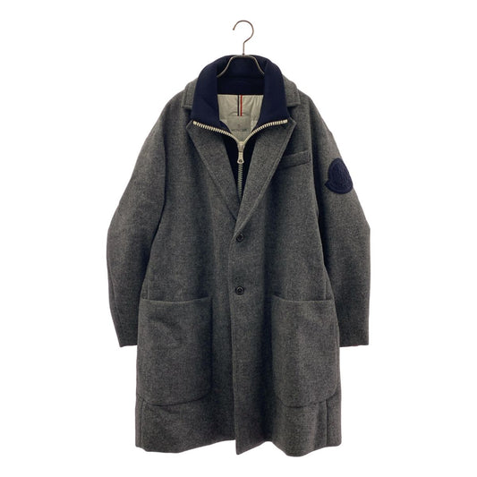 Moncler Max Giubbotto Stand Collar Docking Down Jacket Che Star Coat 2 Gray Navy