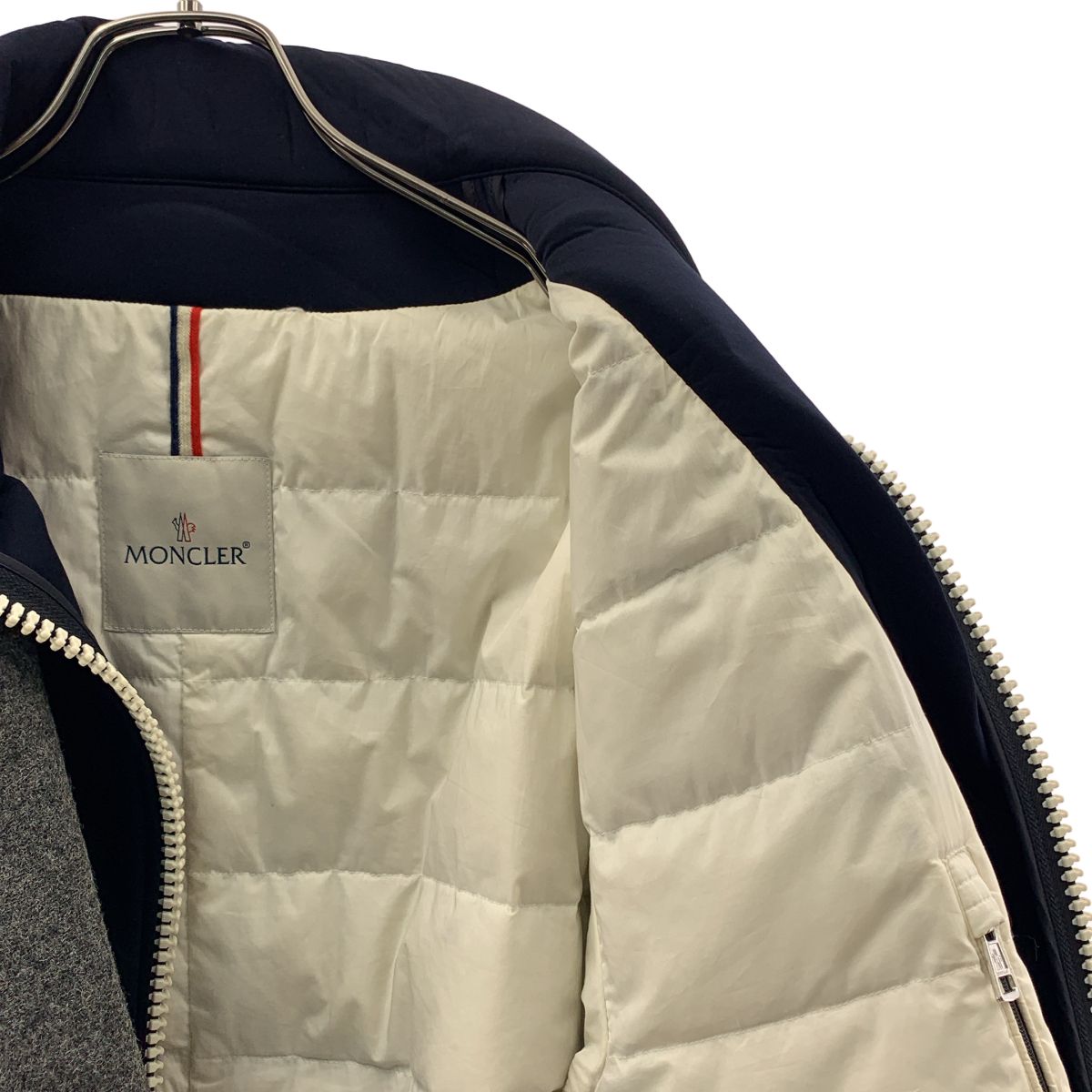 Moncler Max Giubbotto Stand Collar Docking Down Jacket Che Star Coat 2 Gray Navy — view 4