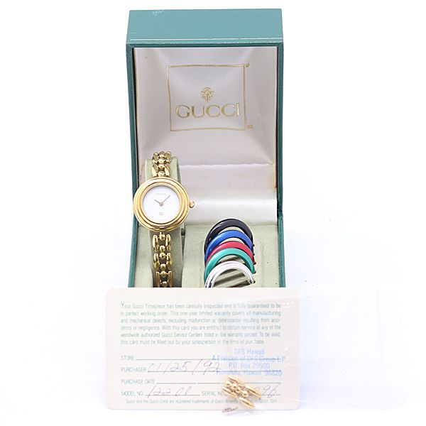 Gucci Maintenance Box with Frame Change Bezel 11 12 Quartz White Dial Watch