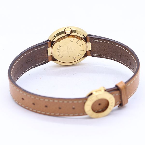 Celine And Round Quartz Gold Dial Watch — view 4