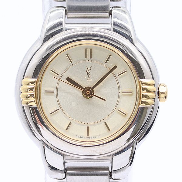 Saint Laurent Box with Frame Yves Combination Quartz Champagne Dial Watch