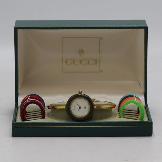 Gucci Box Change Bezel 11 12 Quartz Bangle Watch White Dial