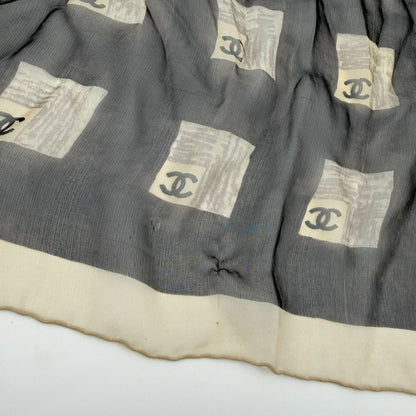 Chanel CC Logo Scarf Silk Gray Vintage — view 7