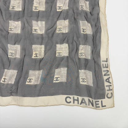 Chanel CC Logo Scarf Silk Gray Vintage — view 5