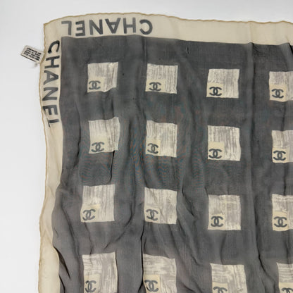 Chanel CC Logo Scarf Silk Gray Vintage — view 3