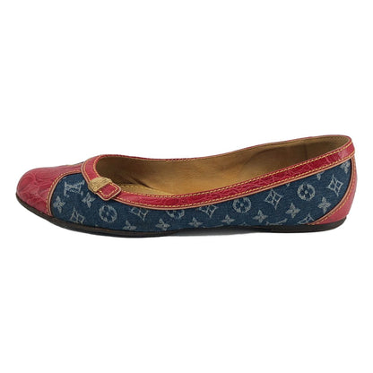 Louis Vuitton Denim Monogram Flat Ballet Shoes 36 Red Indigo — view 2