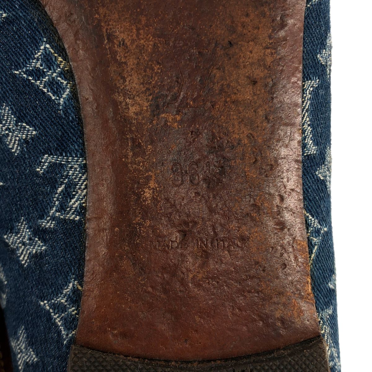 Louis Vuitton Denim Monogram Flat Ballet Shoes 36 Red Indigo — view 6