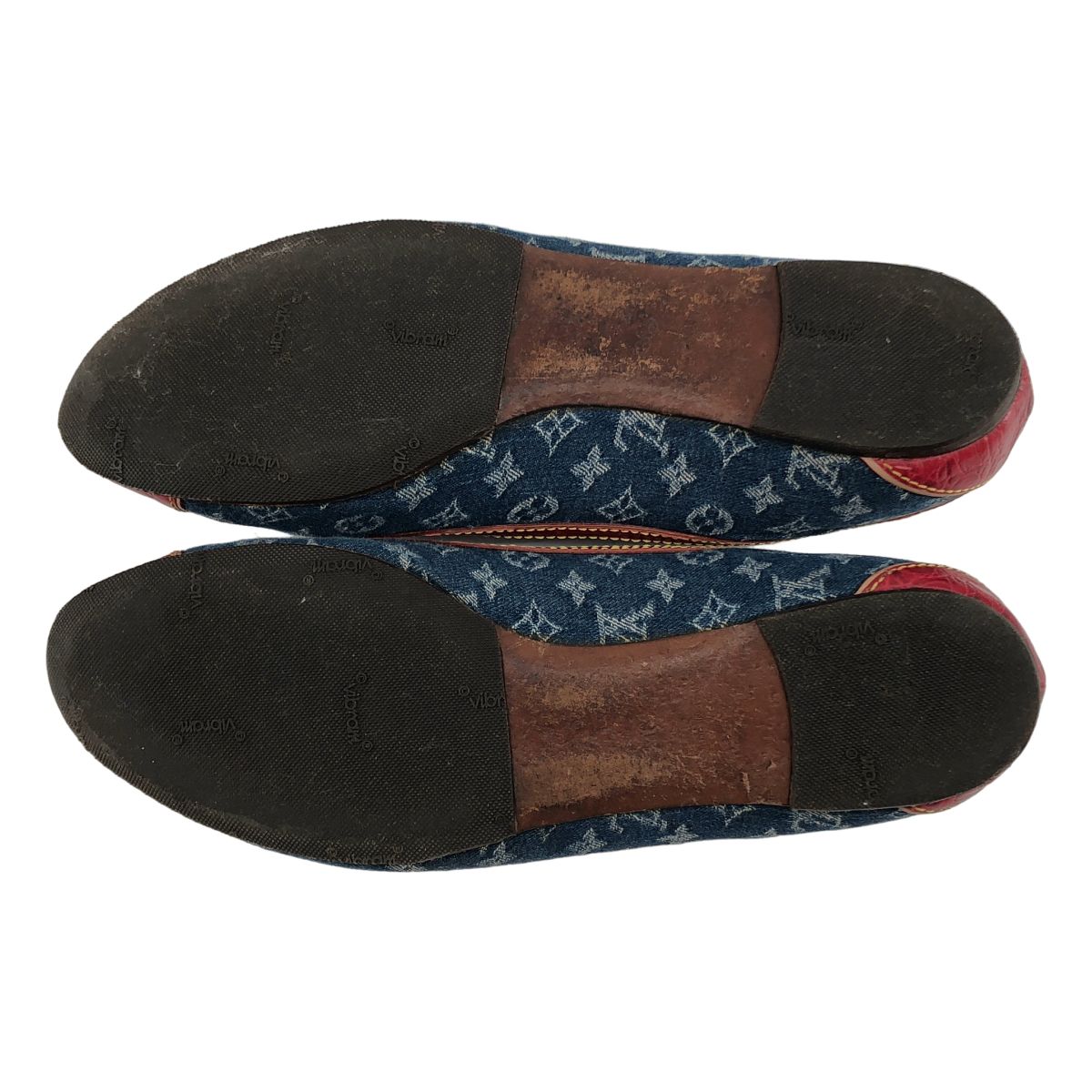 Louis Vuitton Denim Monogram Flat Ballet Shoes 36 Red Indigo — view 5