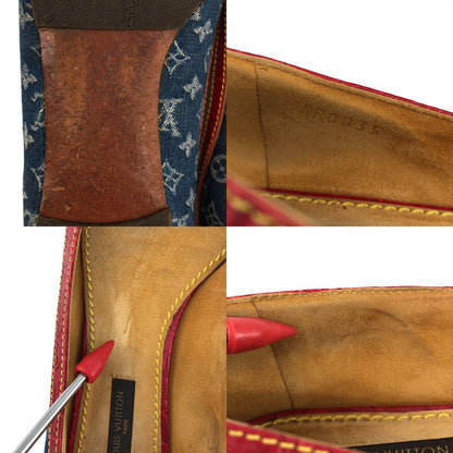 Louis Vuitton Denim Monogram Flat Ballet Shoes 36 Red Indigo — view 7