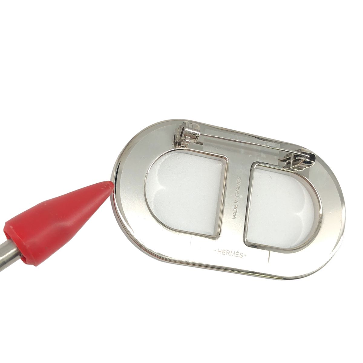 Hermes Chaine D'ancre Epsom Brooch Silver Brown — view 5