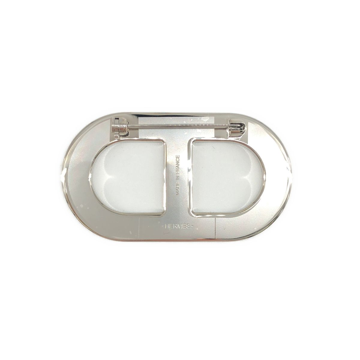 Hermes Chaine D'ancre Epsom Brooch Silver Brown — view 4