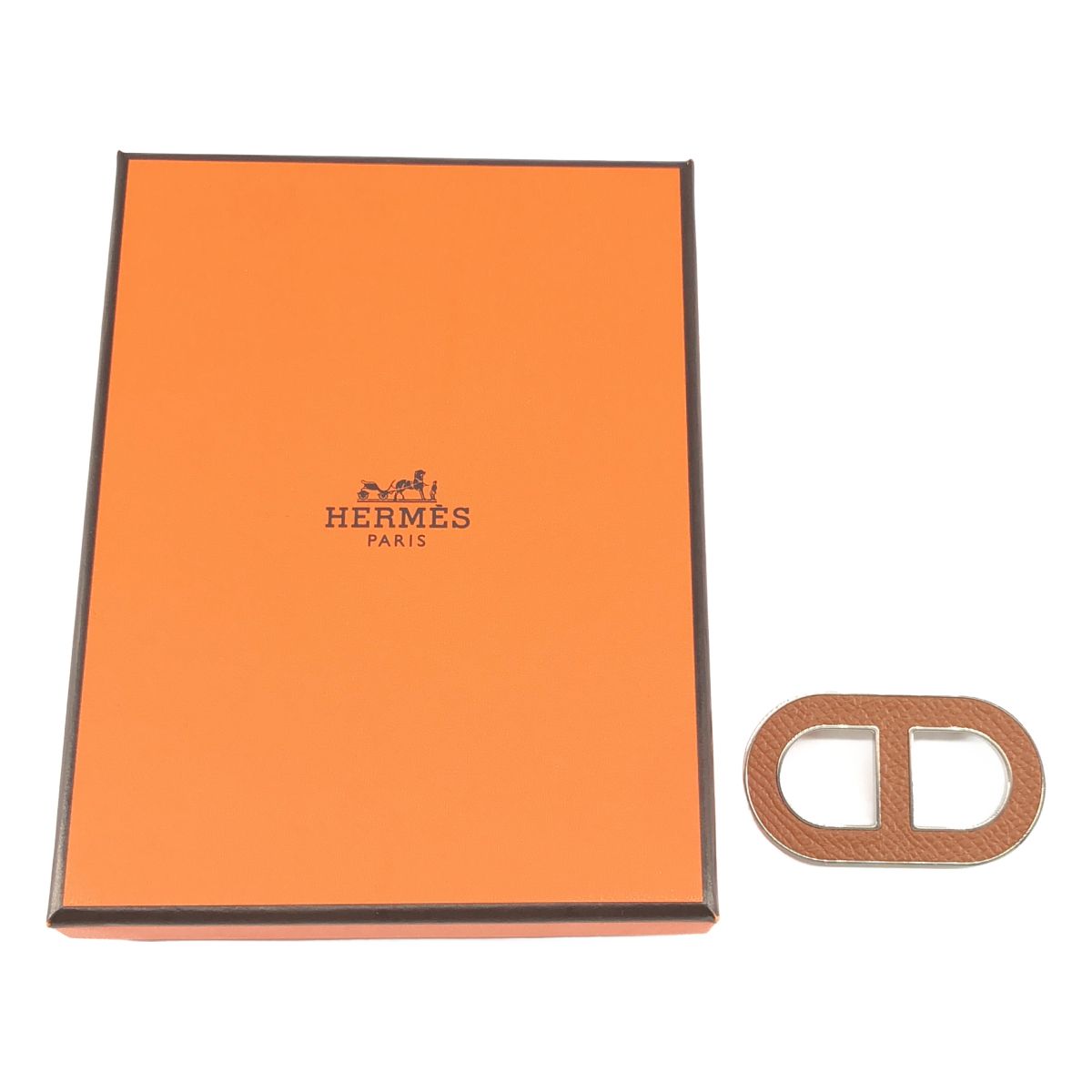 Hermes Chaine D'ancre Epsom Brooch Silver Brown — view 8