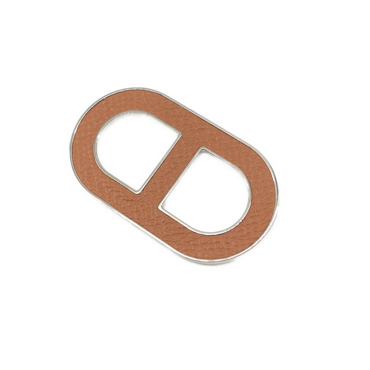 Hermes Chaine D'ancre Epsom Brooch Silver Brown — view 3