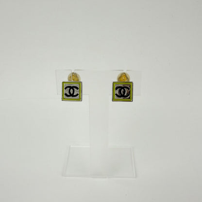 Chanel CC Logo Earrings Silver Vintage