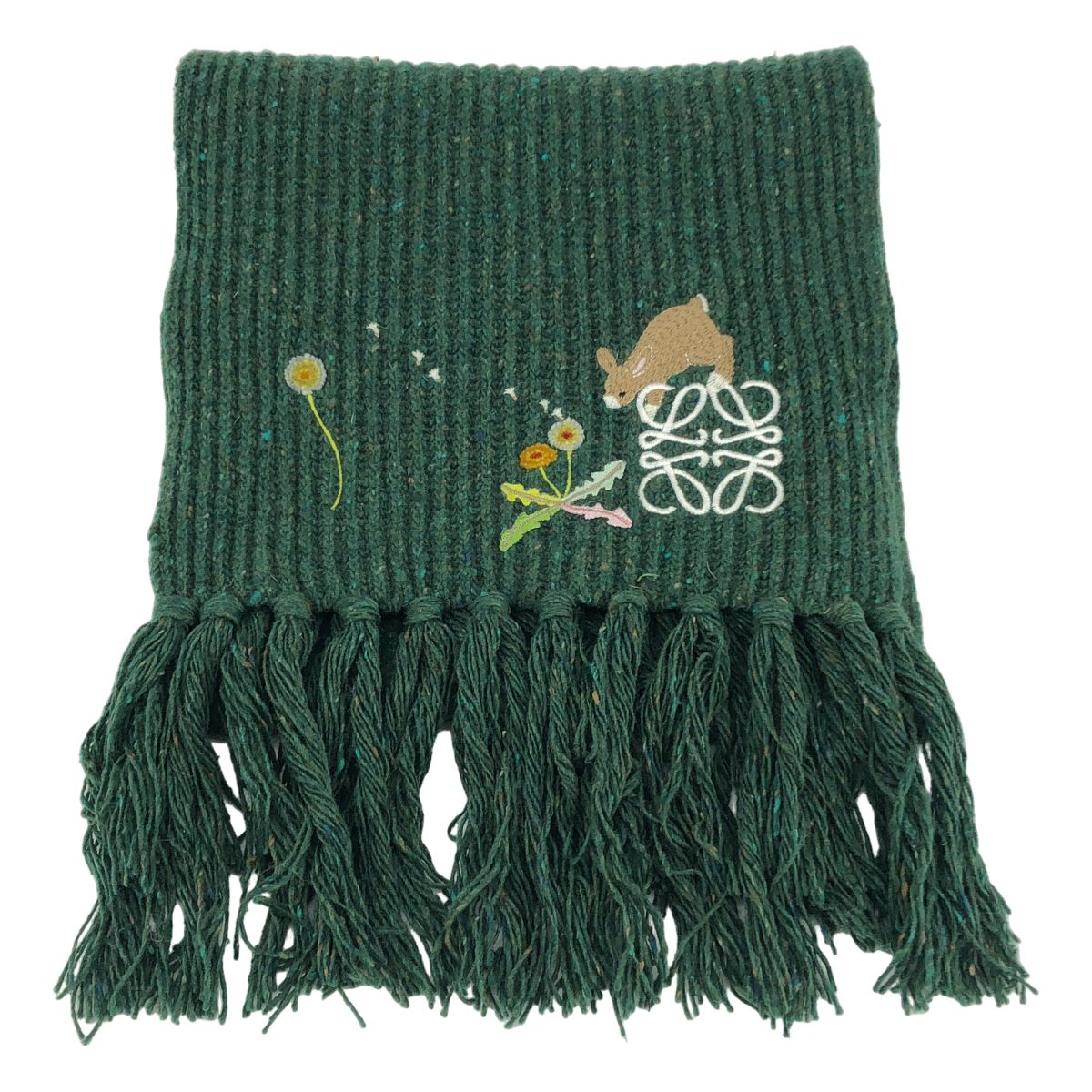Loewe Suna Fujita Embroidered Scarf Green — view 2