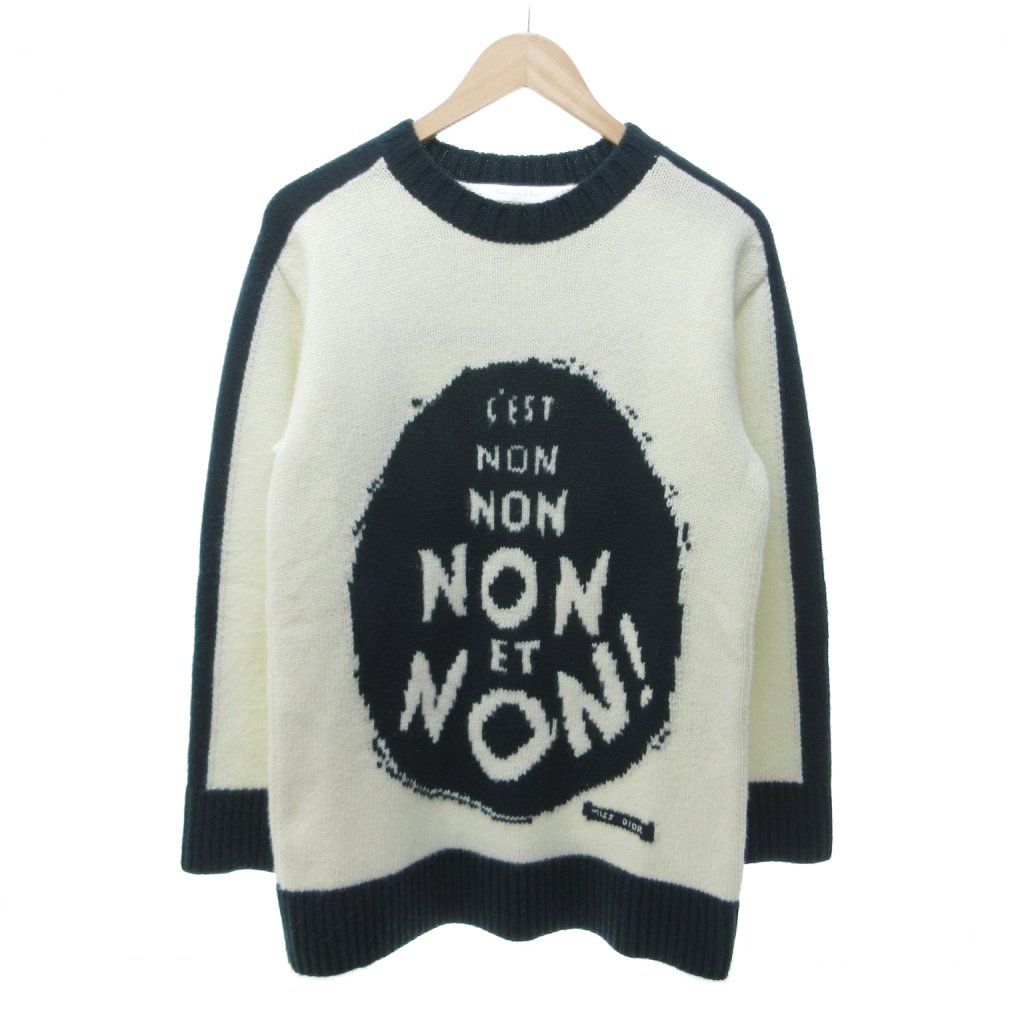Dior Non ET Non! Long Sleeve Knit Sweater Wool Cashmere Blend White 38 HW
