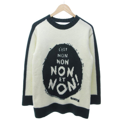 Dior Non ET Non! Long Sleeve Knit Sweater Wool Cashmere Blend White 38 HW