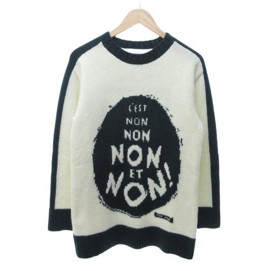 Dior Non ET Non! Long Sleeve Knit Sweater Wool Cashmere Blend White 38 HW