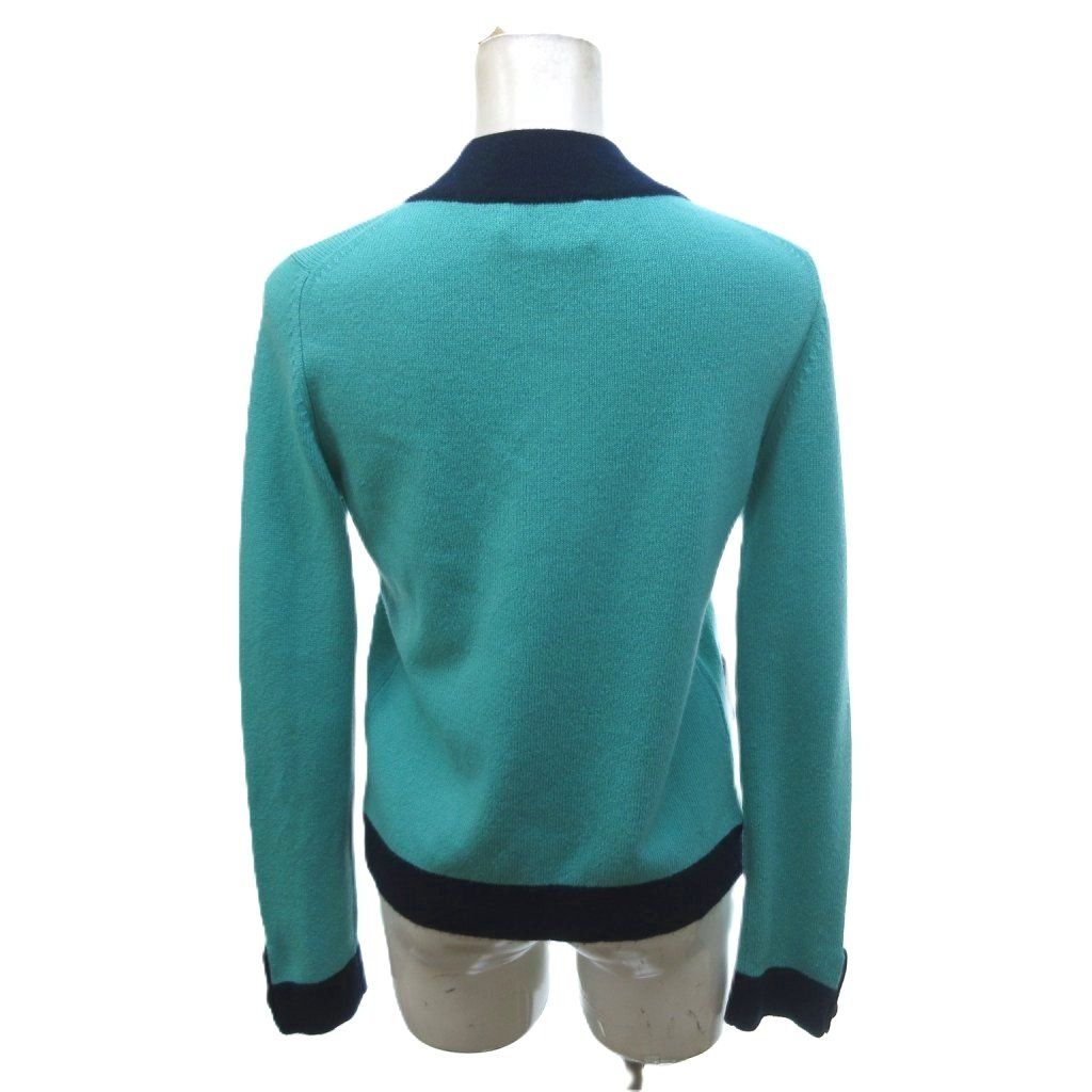 Chanel Vintage Cashmere Cardigan CC Logo Button Emerald Green HW — view 4