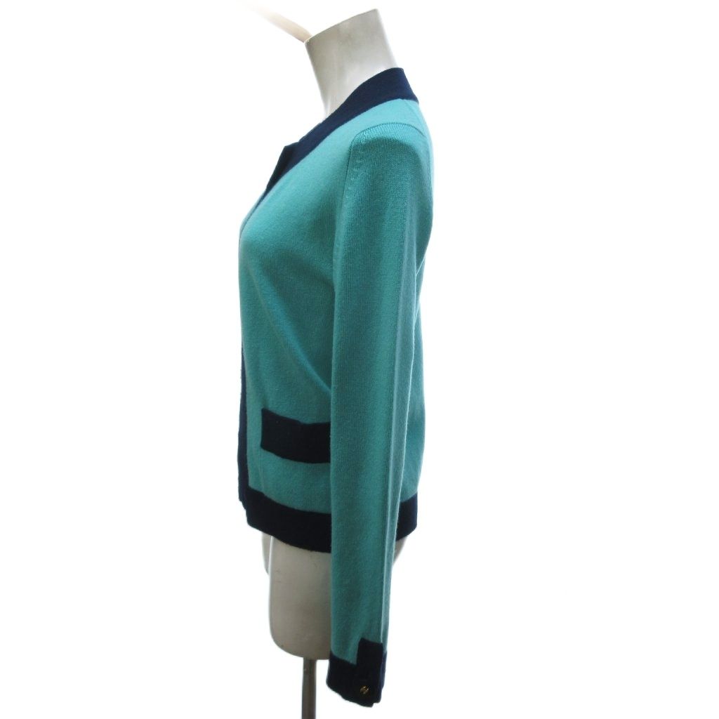 Chanel Vintage Cashmere Cardigan CC Logo Button Emerald Green HW — view 3