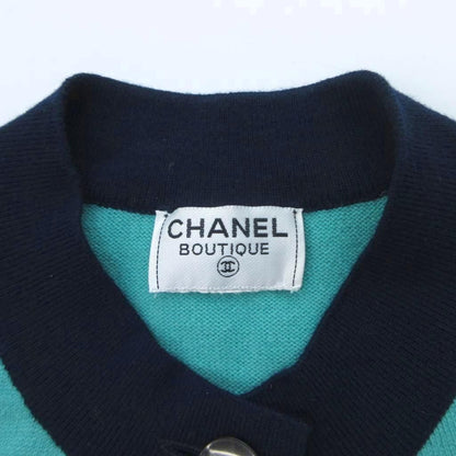 Chanel Vintage Cashmere Cardigan CC Logo Button Emerald Green HW — view 8