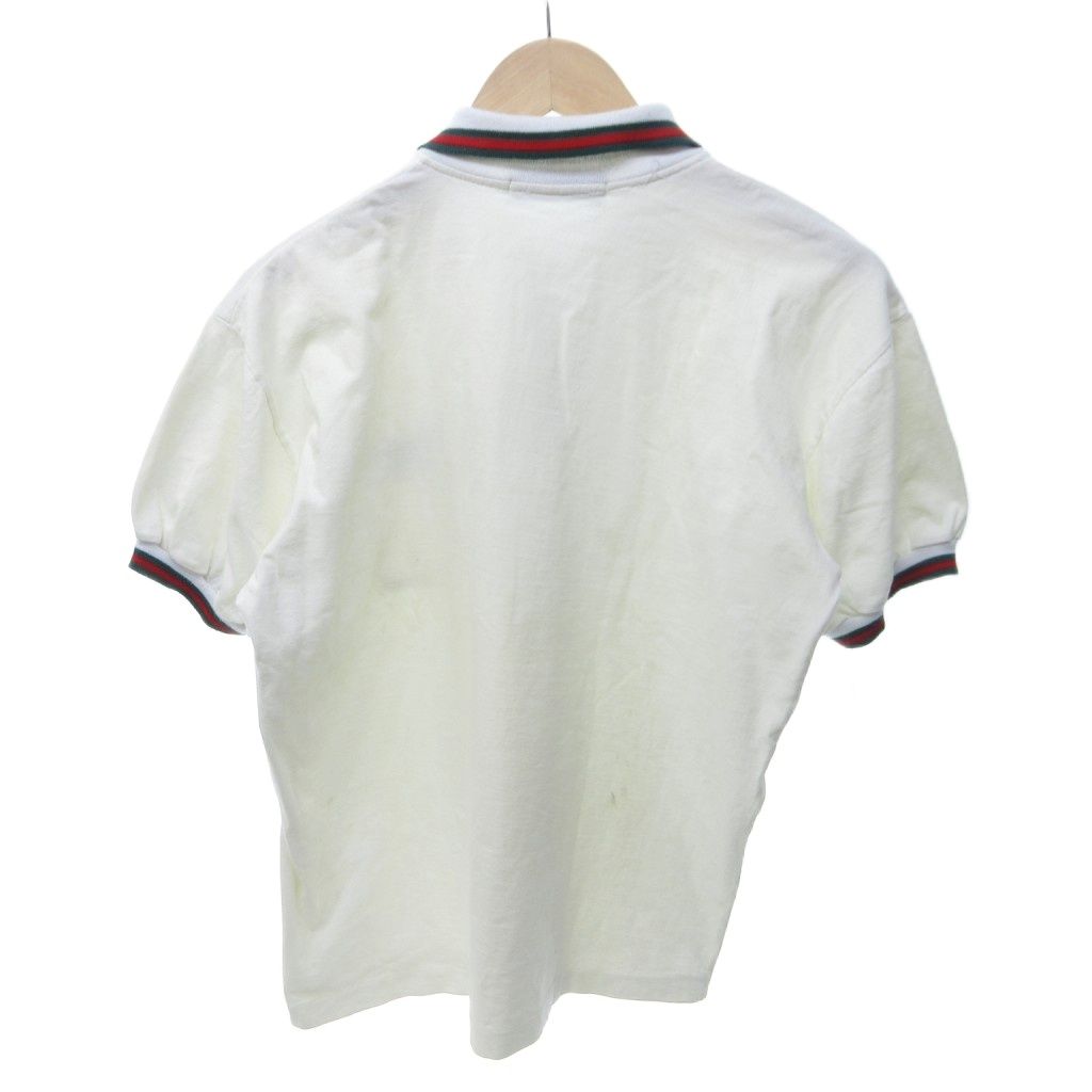 Gucci Vintage Polo Shirt Short Sleeve Sherry Line Interlocking Logo White HW — view 2