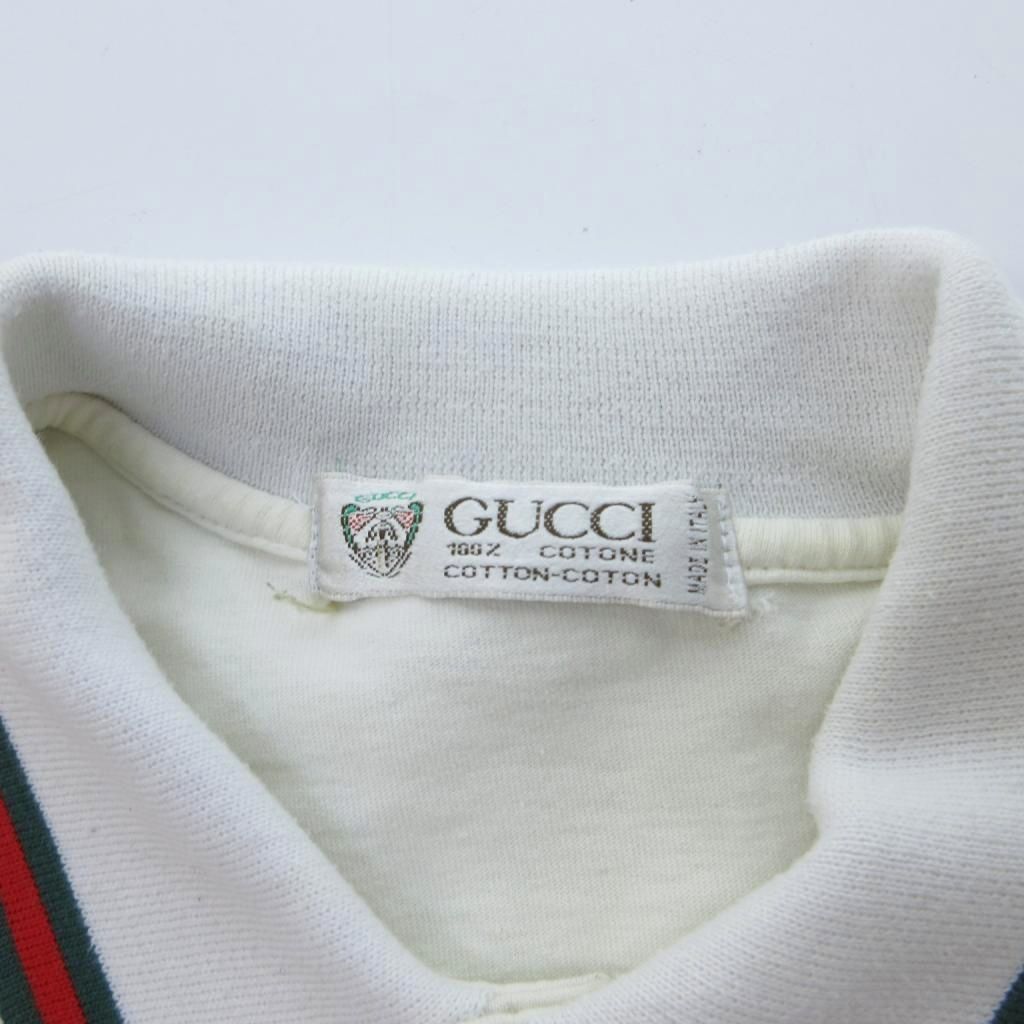 Gucci Vintage Polo Shirt Short Sleeve Sherry Line Interlocking Logo White HW — view 6